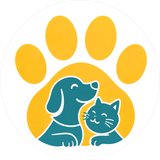 Logo of 'Pawpy' with a dog and cat inside a yellow paw print on a white background.